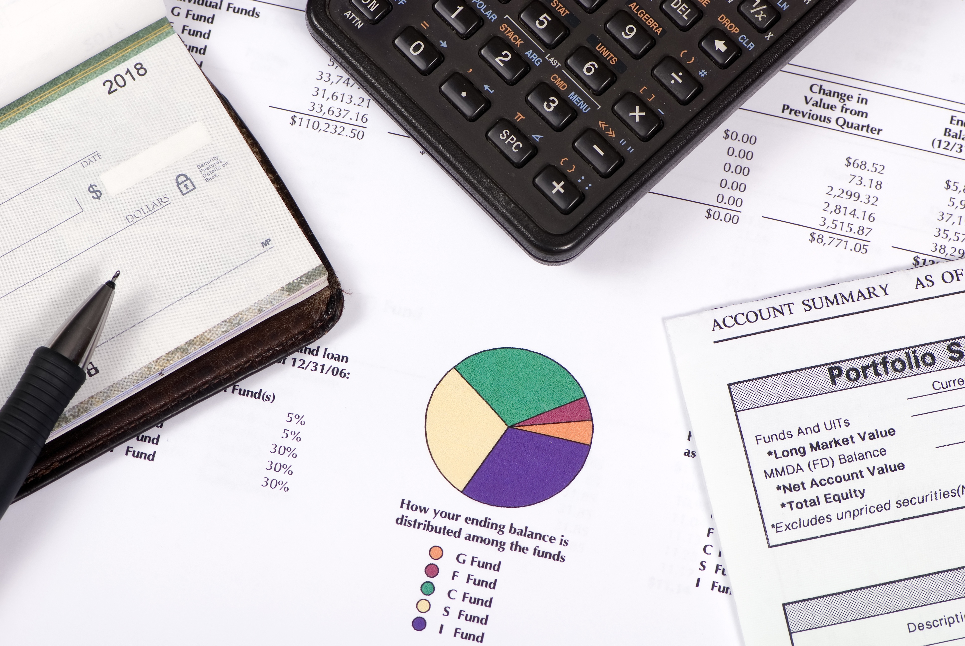 Retirement Planning spreadsheets & checkbook